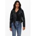 Lederimitatjacke ONLY "ONLVERA FAUX LEATHER BIKER CC OTW", Damen, Gr. M (38), schwarz, Web, Obermaterial: 88% Polyester, 9% Baumwolle, 3% Viskose, unifarben, casual, Jacken, mit Biker Details