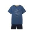 TOM TAILOR Herren Pyjama mit Print, blau, Print, Gr. 48