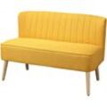 Homcom - 2-Sitzer Stoffsofa Polstersofa Doppelsofa Retro-Look Sitzmöbel Loungesofa Holzrahmen Gelb 117 x 56,5 x 77 cm