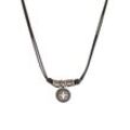 Kette mit Anhänger S.OLIVER "Kompass, 2035536", schwarz (antikfarben, schwarz), Halsketten, Herren, Edelstahl-Leder, L: 50cm, Edelstahl, Leder