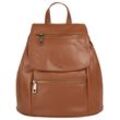 Cityrucksack SAMANTHA LOOK, Gr. B/H/T: 24cm x 27cm x 11cm, onesize, braun (cognac), Rindsleder, Leder, beschichtet, leicht glänzend, klassisch, Rucksäcke, echt Leder, Made in Italy