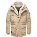 Winterjacke STONE HARBOUR "Lauroo XX", Herren, Gr. S (48), beige (sand), Obermaterial: 100% Polyester, Innenfutter: 100% Polyester, Wattierung: 100% Polyester, Ärmelfutter: 100% Polyester, Kunstpelz: 100% Polyester, modisch, gerade Po-bedeckend, hoch geschlossener Ausschnitt, Langarm verstellbar Rippstrickbündchen mit Daumenlöchern, Jacken, urbane Herren Steppjacke mit kuscheligem Teddyfleece