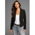 Kurzblazer MELROSE, Damen, Gr. 34, schwarz, Web, Obermaterial: 95% Polyester, 5% Elasthan. Futter: 100% Polyester, unifarben, feminin, sehr figurbetont kurz, Langarm, Blazer, Topseller