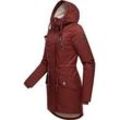 Wintermantel RAGWEAR "Elsie Melange", Damen, Gr. 4XL (48), rot (weinrot), Obermaterial: 100% Polyester, Innenfutter: 100% Polyester, Wattierung: 100% Polyester, casual, figurumspielend ca. Mitte Oberschenkel, Langarm Ärmel ohne Ärmelschlitz Rippstrickbündchen mit Daumenlöchern, Mäntel, Wasserdichter Winterparka mit Kapuze und Teddyfleece