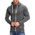 Sweatjacke BEHYPE "BHTANSER", Herren, Gr. M, grau (dunkelgrau), 70% Baumwolle, 30% Polyester, unifarben, casual, ohne Ausschnitt, Langarm, Sweatjacken, mit praktischem Kordelzug