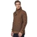 Strickpullover RUSTY NEAL, Herren, Gr. L, braun (camelfarben), 70% Polyacryl, 30% Baumwolle, mehrfarbig, casual, normal, hoch geschlossener Ausschnitt, Langarm, Pullover, mit extravagantem Schalkragen