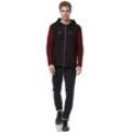 Strickjacke RUSTY NEAL, Herren, Gr. XL, schwarz (schwarz, rot), 70% Polyacryl, 30% Baumwolle, mehrfarbig, casual, ohne Ausschnitt, Langarm, Strickjacken, mit kuscheliger Kapuze