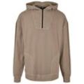 Kapuzensweatshirt URBAN CLASSICS "Urban Classics Herren Overdyed Camp Hoody", Herren, Gr. L, grün (schwarzkhaki), 100% Baumwolle, Langarm, Sweatshirts