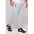 Sporthose CAMP DAVID, Herren, Gr. L, Normalgrößen, grau, Material: 70% Baumwolle, 30% Polyester, bedruckt, casual, lässig geschnitten lang, Hosen, mit Elastikbund und Kordel