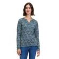 Kurzarmshirt BETTY & CO "Betty & Co Casual-Shirt mit verdeckter Verschlussleiste", Damen, Gr. M, blau (dunkelblau, petrol), Obermaterial: 50% Baumwolle, 50% Modal., casual, loose fit normal, Rundhals, Langarm, Shirts, Druck