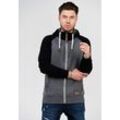 Sweatjacke BEHYPE "HENRAY", Herren, Gr. M, grau (dunkelgrau), 70% Baumwolle, 30% Polyester, mehrfarbig, casual, normal, ohne Ausschnitt, Langarm, Sweatjacken, mit erhöhtem Kragen