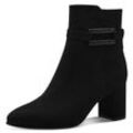 Stiefelette MARCO TOZZI, Damen, Gr. 39, schwarz, Textil, unifarben, elegant, Schuhe, Blockabsatz, Ankleboots mit modischem Zierriegel und Schmucksteine