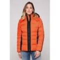 Winterjacke SOCCX, Damen, Gr. L, orange (happy lobster), Material Oberstoff: 100% Polyamid, Material Einsatz: 91% Polyester, 9% Elasthan, Futter: 100% Polyamid, Füllung: 100% Polyester, bedruckt, bestickt, casual, lässig geschnitten normal, Langarm eingesetzt Rippbündchen, Jacken, mit abtrennbarer Kapuze