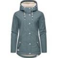 Regenjacke RAGWEAR "Marge", Damen, Gr. XXXL (46), grau (stahlgrau), Obermaterial: 100% Polyester, Futter: 100% Polyester, Wattierung: 100% Polyester, casual, tailliert Po-bedeckend, hoch geschlossener Ausschnitt, Langarm Ärmel ohne Ärmelschlitz normaler Saum, Jacken, warm gefütterter Damen Winter Regenmantel