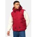 Steppweste STONE HARBOUR "Egoor", Herren, Gr. M (50), rot, Oberstoff: 94, 5% Polyester, 5, 5% Elasthan, Futter: 100% Polyester, Wattierung: 100% Polyester, sportlich, regular fit hüftbedeckend, hoch geschlossener Ausschnitt, Westen, Sportliche Outdoorweste mit abnehmbarer Kapuze