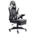 Gaming Stuhl im modernen Racing-Design mit ausziehbarer Fußstütze Gaming Chair mit verstellbaren Design Armlehnen ergonomischer Schreibtischstuhl mit extra Stützkissen