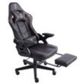 Gaming Stuhl im modernen Racing-Design mit ausziehbarer Fußstütze Gaming Chair mit verstellbaren Design Armlehnen ergonomischer Schreibtischstuhl mit extra Stützkissen