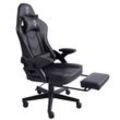 Gaming Stuhl im modernen Racing-Design mit ausziehbarer Fußstütze Gaming Chair mit verstellbaren Design Armlehnen ergonomischer Schreibtischstuhl mit extra Stützkissen