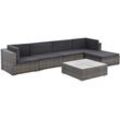 6-tlg. Garten-Lounge-Set mit Auflagen Poly Rattan Grau Vidaxl