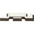 6-tlg. Garten-Lounge-Set mit Auflagen Poly Rattan Braun Vidaxl