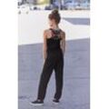 Overall KIDSWORLD "Jumpsuit mit aufwendigen Details", Mädchen, Gr. 134, N-Gr, schwarz, Jersey, Obermaterial: 100% Viskose. Spitze: 100% Baumwolle, unifarben, modisch, weit lang, Rundhals, ohne Ärmel, Overalls, mit Spitzeneinsatz im Rücken