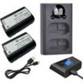 3in1 Set: 2x Akku + Micro-USB Typ-C Doppel Akku Dual lcd Schnell-Ladegerät für 2 Akkus kompatibel mit Panasonic DMW-BLK22 BLK22E BLK22GK DMW-BTC15E