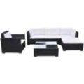 Vidaxl - 6-tlg. Garten-Lounge-Set mit Auflagen Poly Rattan Schwarz