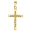 Kreuz-Anhänger FIRETTI "Schmuck Geschenk Gold 375 Halsschmuck Anhänger Halskette Kreuz", gold (gelbgoldfarben, kristallweiß, kristallweiß), Schmuckanhänger, Damen, Gelbgold 375, 0,75 g, mit Zirkonia (synth.)