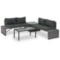 3-tlg. Garten-Lounge-Set mit Polstern Poly Rattan Grau Vidaxl