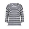 3/4-Arm-Shirt BETTY BARCLAY "Betty Barclay Ringelshirt mit Streifen", Damen, Gr. 36, blau (dunkelblau, weiß), Jersey, Obermaterial: 95% Viskose, 5% Elasthan., feminin, tailliert normal, U-Boot-Ausschnitt, 3/4-Ärmel, Shirts, Zierteil