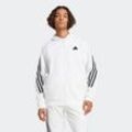 Kapuzensweatshirt ADIDAS SPORTSWEAR "M FI 3S FZ", Herren, Gr. XXXL, weiß, Obermaterial: 64% Baumwolle, 36% Polyester, gestreift, sportlich, Sweatshirts