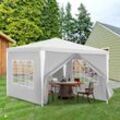 Pavillons 3x3m Gartenpavillon mit 4 Seitenteile weiß Partyzelt für Camping Hochzeit und Festival - Hengda