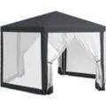 Outsunny - Pavillon 394x341,2x250cm Gartenpavillon mit Moskitonetz Partyzelt Gartenzelt Festzelt Zelt 6-eckig Polyester Metall Dunkelgrau