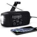 CCYKXA Tragbares Solarradio, selbstbetriebenes AM/FM/NOAA-Radio mit Handkurbel, Dynamo-Wetterradio-Notfallgerät mit 3-LED-Taschenlampe und