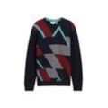 TOM TAILOR Herren Gemusterter Strickpullover, blau, Gemustert, Gr. XL