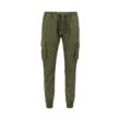 Jogginghose ALPHA INDUSTRIES "Alpha Industries Men - Pants Cotton Twill Jogger", Herren, Gr. L, Normalgrößen, grün (schwarz olive), Obermaterial: 98% Baumwolle, 2% Elastan, Futter: 100% Baumwolle, Hosen