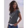 VIVANCE T-Shirt 'mit Frontdruck "Pusteblume"' blau Gr. 48/50 für Damen. Rundhals und Print. Bequem. Nachhaltig.