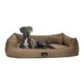 Tierlando ® BRUCE VELOURS Orthopädisches Hundebett Soft hellbraun 1,1 m, 25 cm, 90 cm