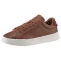 Plateausneaker TOMMY HILFIGER "TH COURT SEASONAL WINTER 4A", Herren, Gr. 43, braun (cognac), Leder, Textil, used, unifarben, sportlich, Schuhe, Freitzeitschuh, Schnürschuh, Halbschuh mit gepolstertem Schaftrand