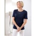 Kurzarmshirt CLASSIC "Shirt", Damen, Gr. 40, blau (marine), 50% Baumwolle, 50% Modal, unifarben, Rundhals, Kurzarm, Shirts