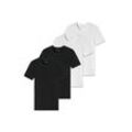 T-Shirt SCHIESSER "T-Shirt 2PACK T-shirt 4er Pack", Herren, Gr. M, schwarz (schwarz, weiß), Obermaterial: 95% Baumwolle CO. 5% Elasthan EL., Kurzarm, Shirts