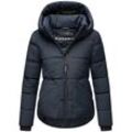 Steppjacke NAVAHOO "Lachperle XIV" Gr. L (40), blau (navy), Damen, Obermaterial: 100% Polyester (recycelt), Futter: 100% Polyester (recycelt), Ärmelfutter: 100% Polyester (recycelt), Wattierung: 100% Polyester (recycelt), Jacken, Kurze gesteppte Damen Winterjacke mit hohem Kragen und Kapuze