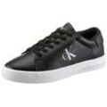 Sneaker CALVIN KLEIN JEANS "CLASSIC CUPSOLE LACEUP LOW LTH", Herren, Gr. 44, schwarz, Leder, casual, Schuhe, mit kontrastfarbigen Logodruck, Freizeitschuh, Halbschuh, Schnürschuh