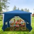 Pavillon Wasserdicht Gartenpavillon mit 4 Seitenteilen UV-Schutz Gartenzelt Partyzelt stabil Festzelt für Garten Festival Party 3x3m Blau - Hengda