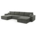 FURNIX Polstersofa in U-Form MANGUSSI U Schlaffunktion Bettkasten PSO60 Grau