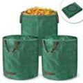 Aufun - 3x Gartensäcke mit Griffen, 272L Gartenabfallsack faltbar Laubsack, UV-Stabil und Wasserabweisend, für Gras, Gartenabfälle, Grünschnitt(3er