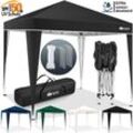 Tillvex - Pavillon 3x3m Schwarz - mit 2 Seitenteilen wasserdicht Pop-Up Faltpavillon höhenverstellbar Gartenzelt uv Schutz 50+ Partyzelt mit Tasche