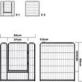 Hengmei - 6-teilig Welpenauslauf Hundelaufstall Welpenlaufstall Freilaufgehege 80x 65 cm Faltbare Freigehege Tierlaufstall inkl.Tür und Erdanker für