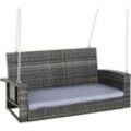 Outsunny - Hängebank 2-Sitzer Rattan Gartenschaukel mit Sitzkissen Hängeschaukel Hollywoodschaukel Schaukelbank Gartenbank Grau 127 x 65 x 60 cm