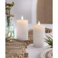 2x led Kerze 'Classic' in creme aus Echtwachs, flammenlos flackernd, 15 cm hoch, Stumpenkerzen Set mit Timer